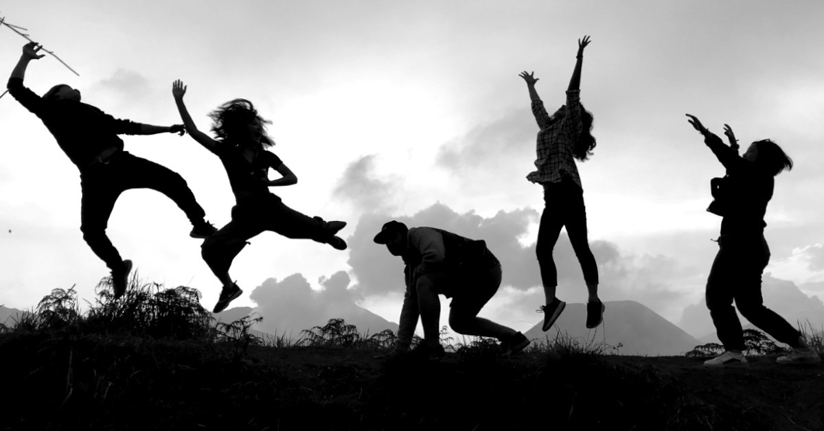 Jumping People in B&W