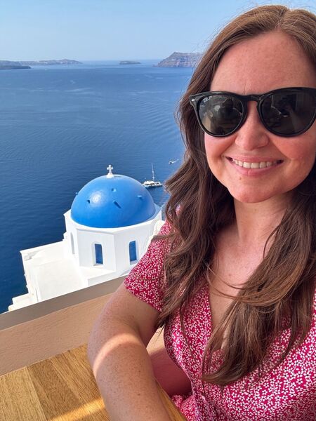 Landmark, Adult, Female, Person, Woman, Santorini, Accessories, Sunglasses