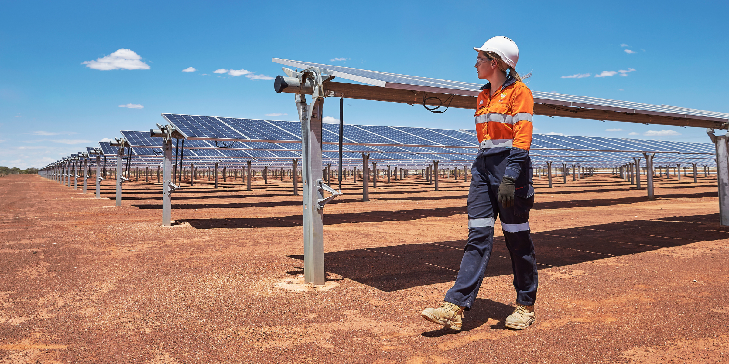 Person, Worker, Clothing, Glove, Electrical Device, Solar Panels, Helmet, Footwear, Shoe