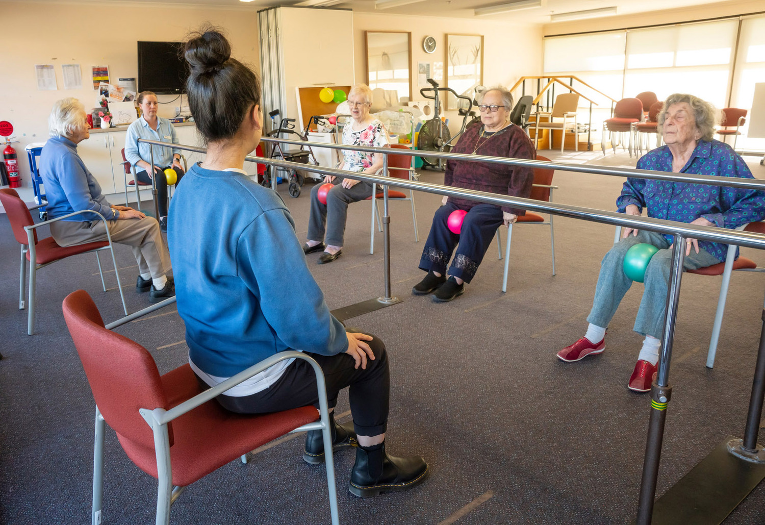 Adult, Female, Person, Woman, Chair, Male, Man, Cafeteria, Shoe, Pants