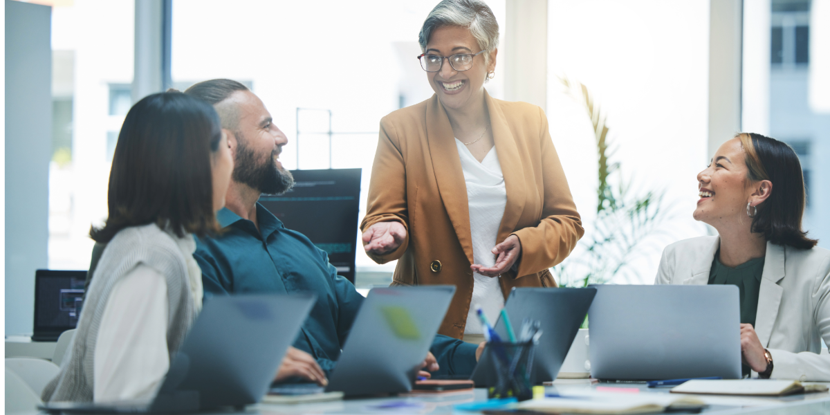 Executives discussing something in office