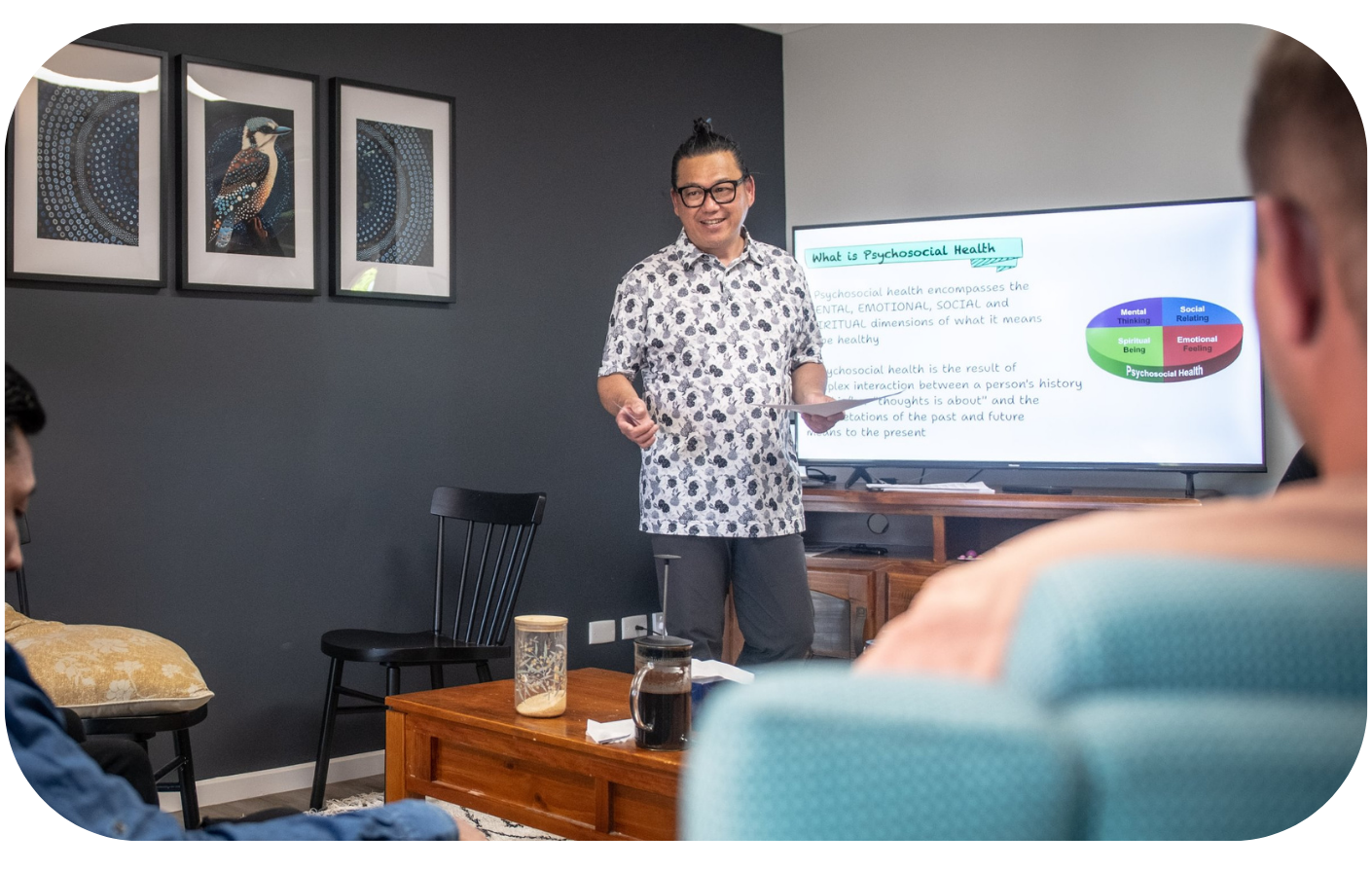 People, Person, Screen, Computer Hardware, Monitor, Table, Adult, Male, Man, Couch