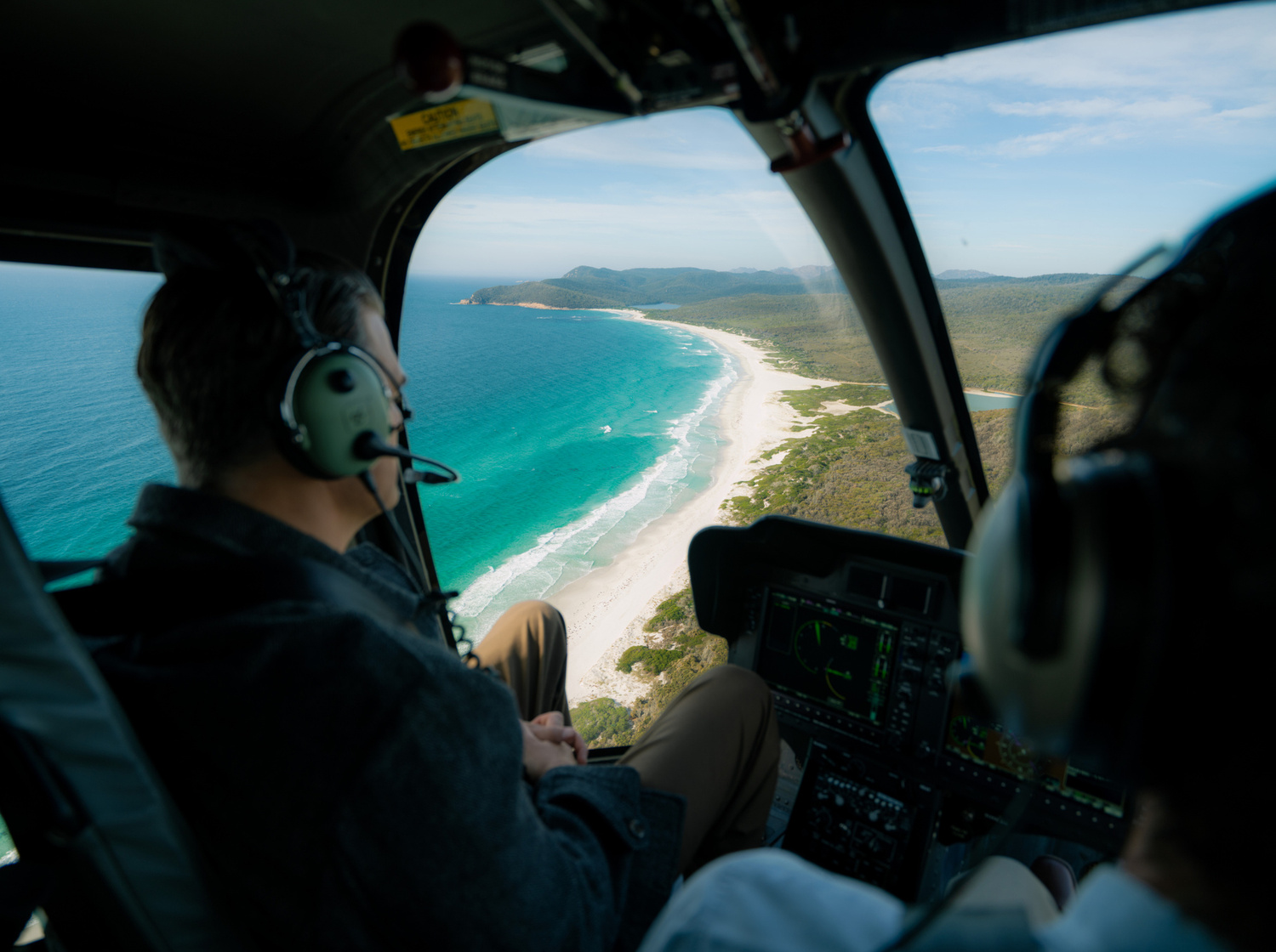 Adult, Male, Man, Person, Aircraft, Airplane, Vehicle, Sea, Car, Headphones