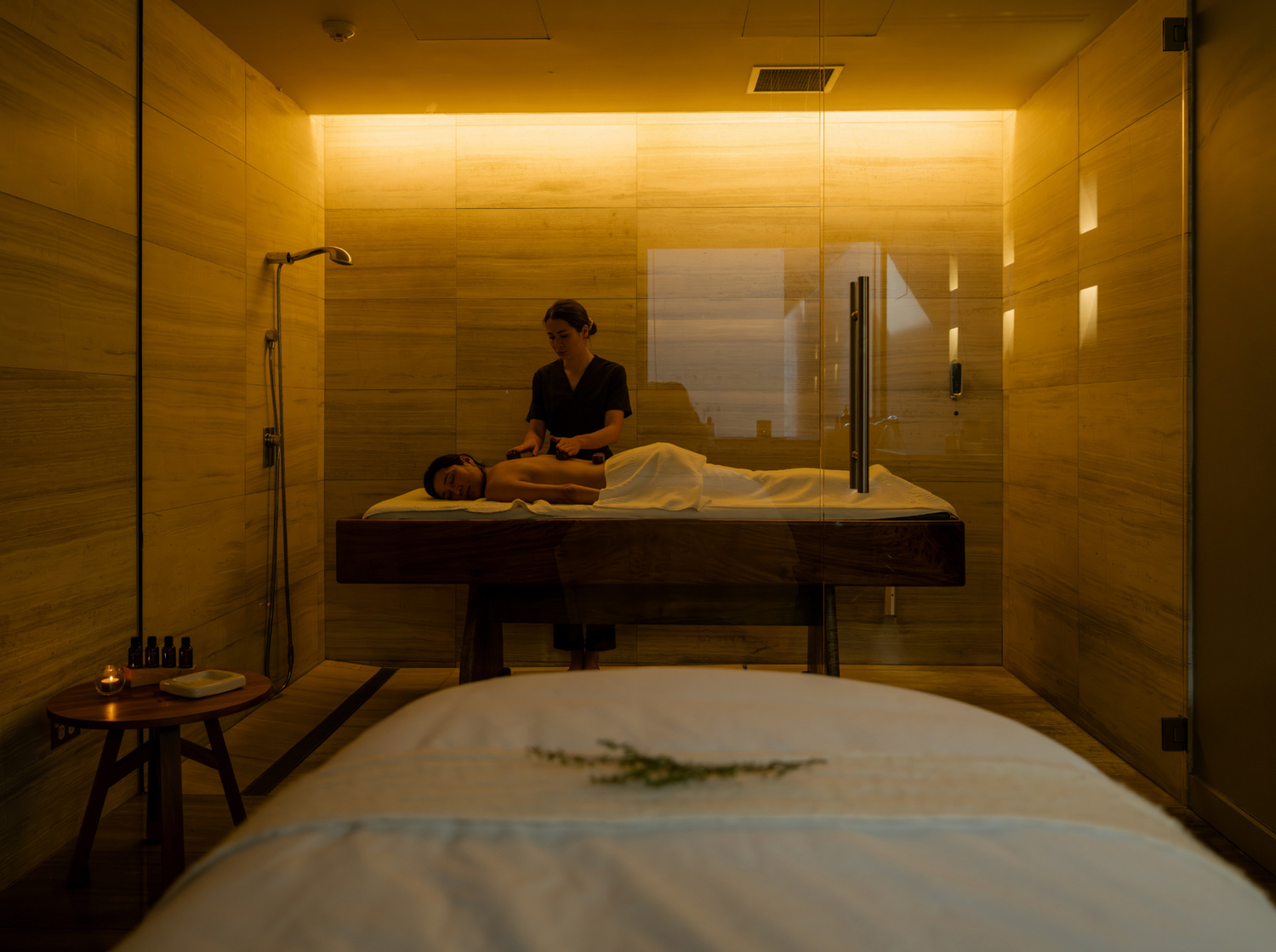 Adult, Female, Person, Woman, Spa, Architecture, Building, Wood, Face, Head