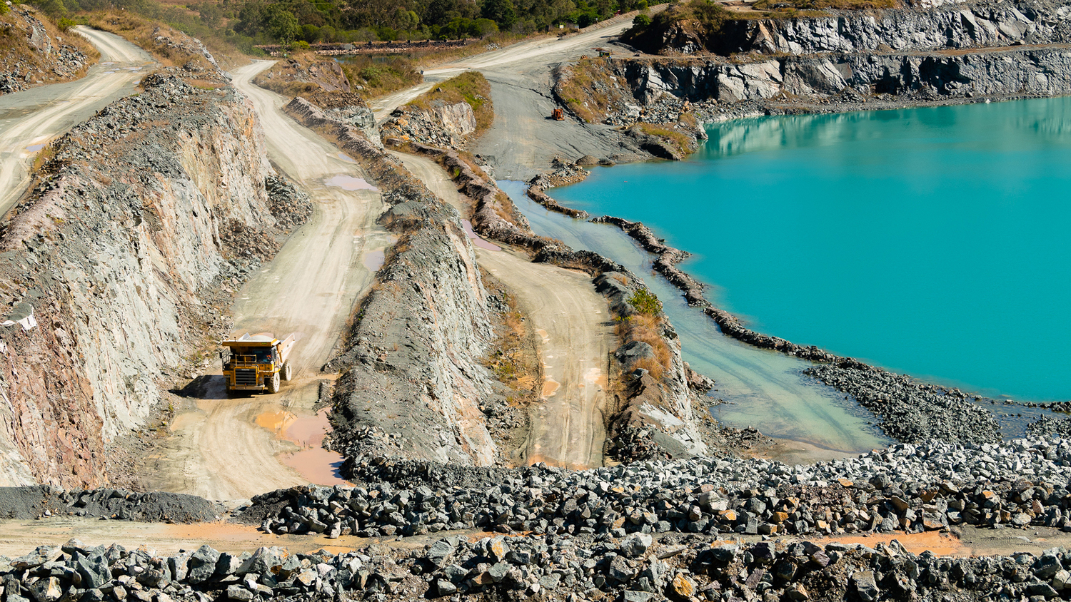 Mining, Road, Gravel, Outdoors, Water, Nature, Scenery, Lake, Rubble, Rock