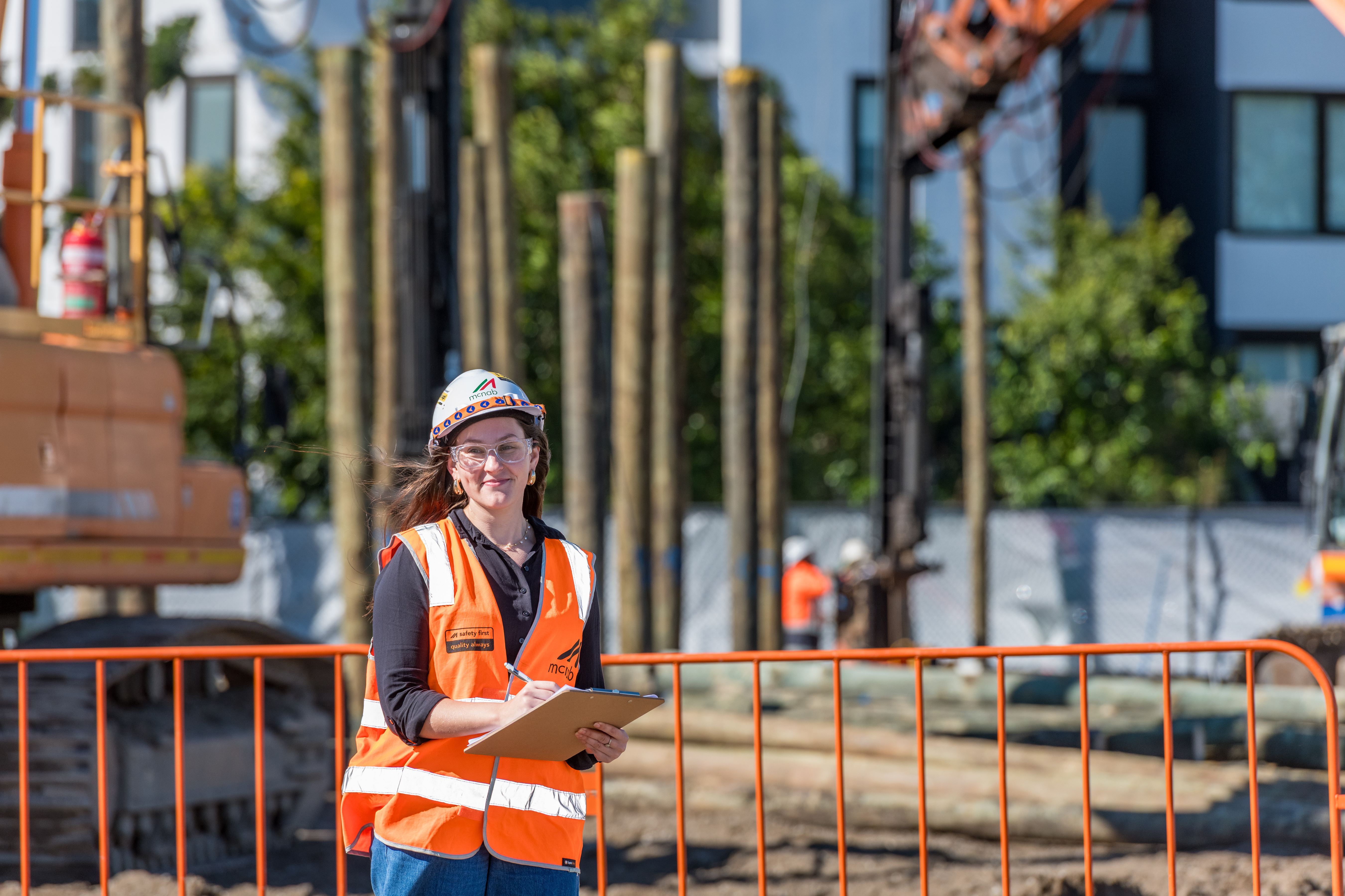 Hardhat, Helmet, Person, Worker, Accessories, Glasses, Jewelry, Necklace, Vest, Face
