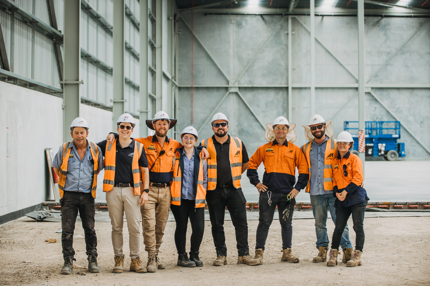 Person, Worker, Groupshot, Hardhat, Shoe, Glasses, Hat, Adult, Male, Man