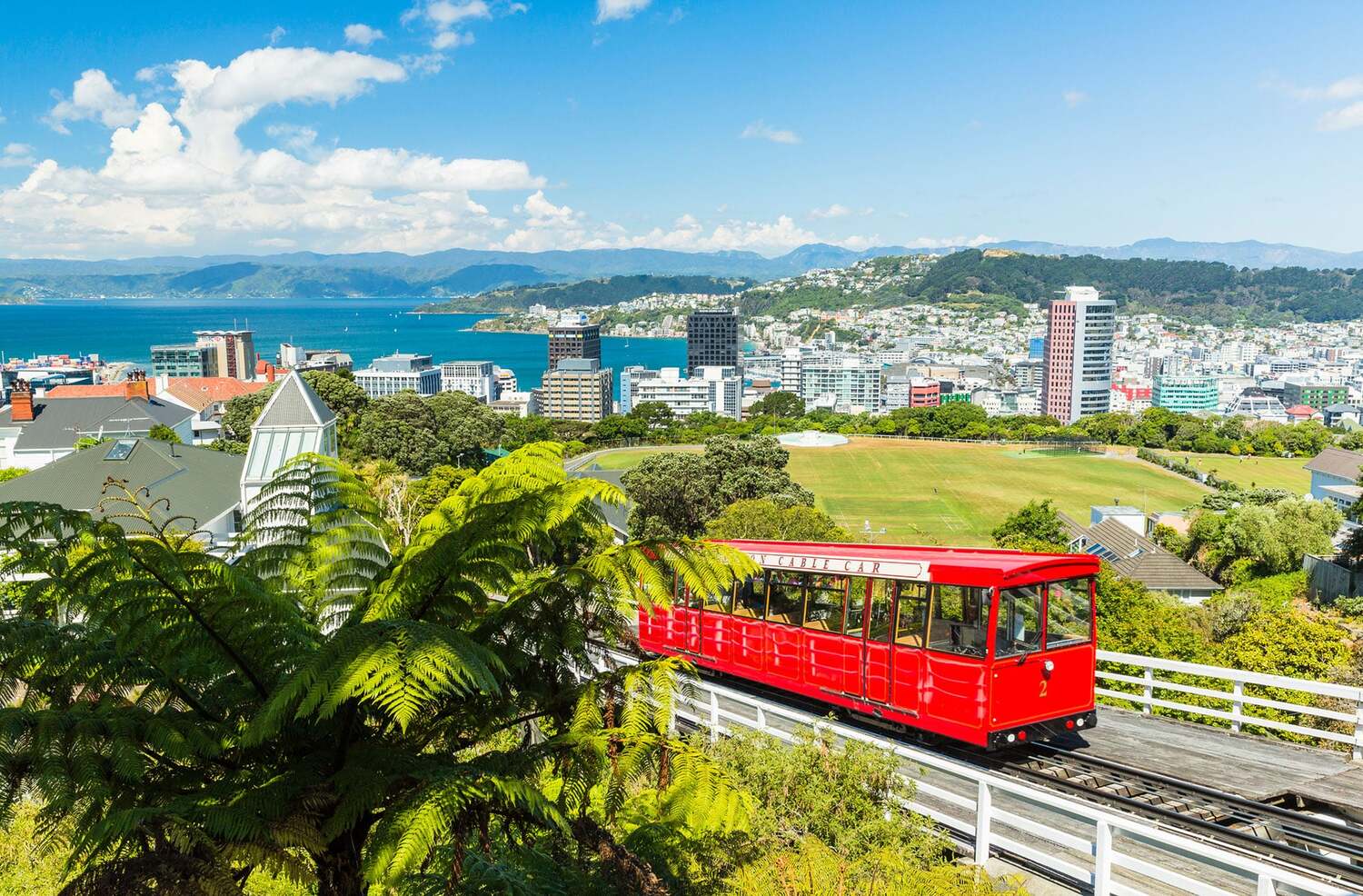Building, Cityscape, Urban, Nature, Outdoors, Scenery, Cable Car, Vehicle, Train, Person