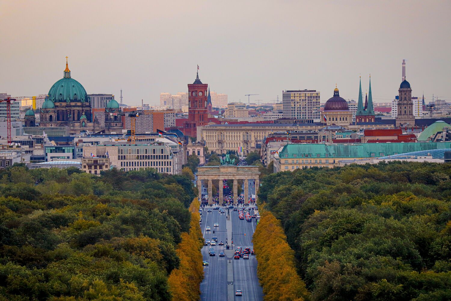 Road, City, Metropolis, Urban, Cityscape, Spire, Dome, Freeway, Construction Crane, Clock Tower