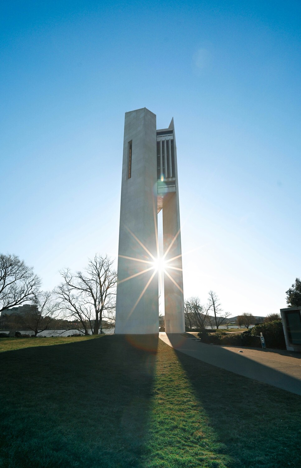 Bell Tower, Tower, Flare, Light, City, Grass, Urban, Outdoors, Sky, Clock Tower
