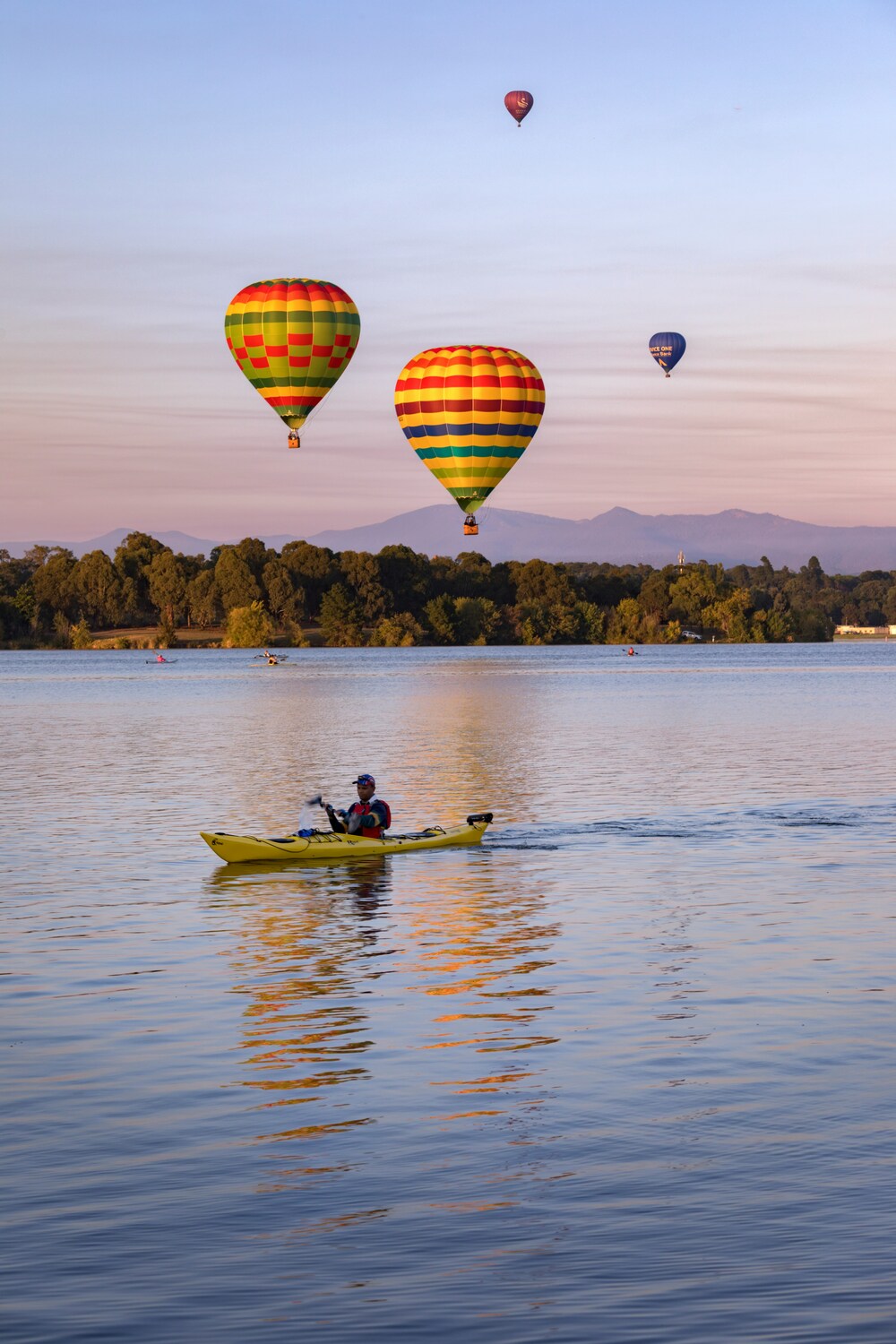 Person, Balloon, Aircraft, Vehicle, Boat, Kayak, Hat, Glove, Water, Handbag