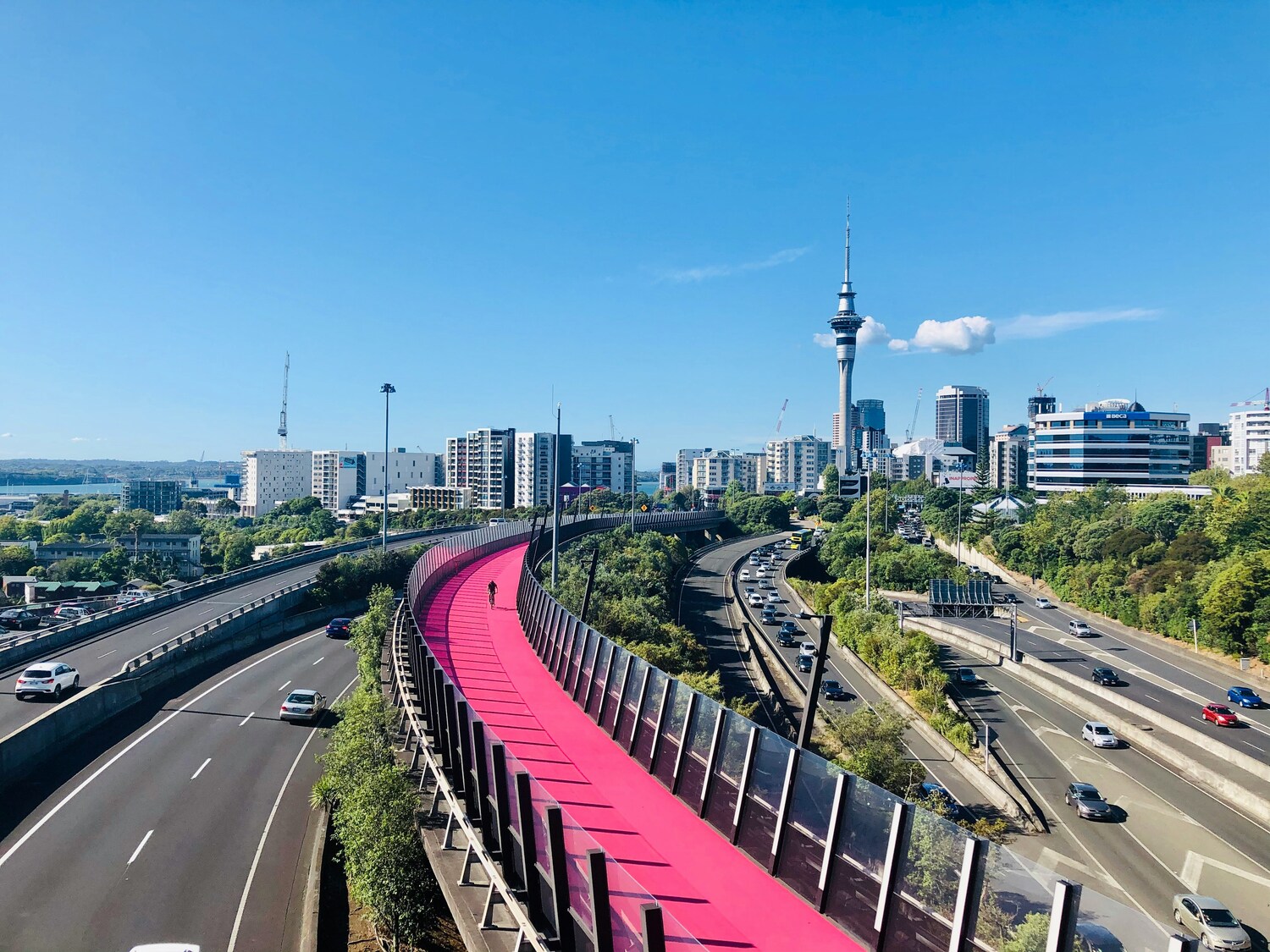 Cityscape, Urban, Road, Person, Car, Construction Crane, Tower, Truck, Landmark, Outdoors