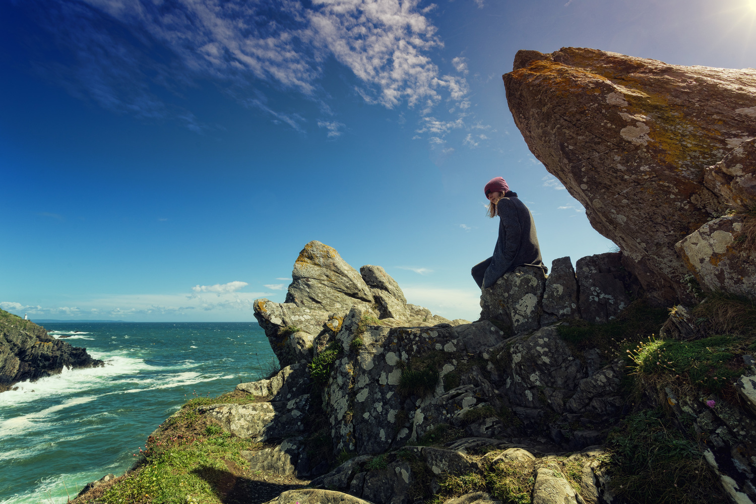 Cliff, Nature, Outdoors, Promontory, Rock, Sea, Photography, Scenery, Person, Woman