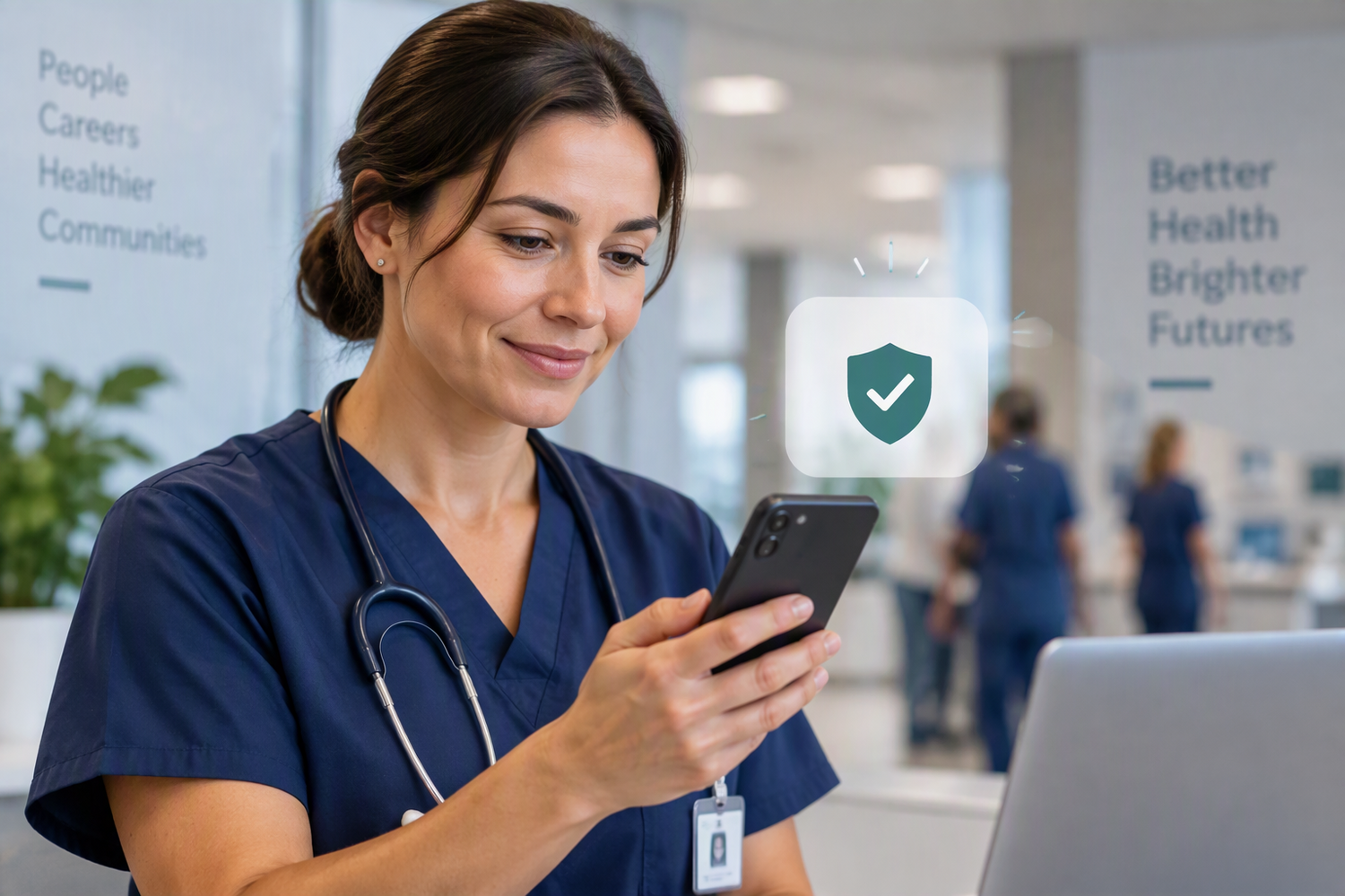 Nurse, Person, Adult, Female, Woman, Male, Man, Face, Laptop, Mobile Phone