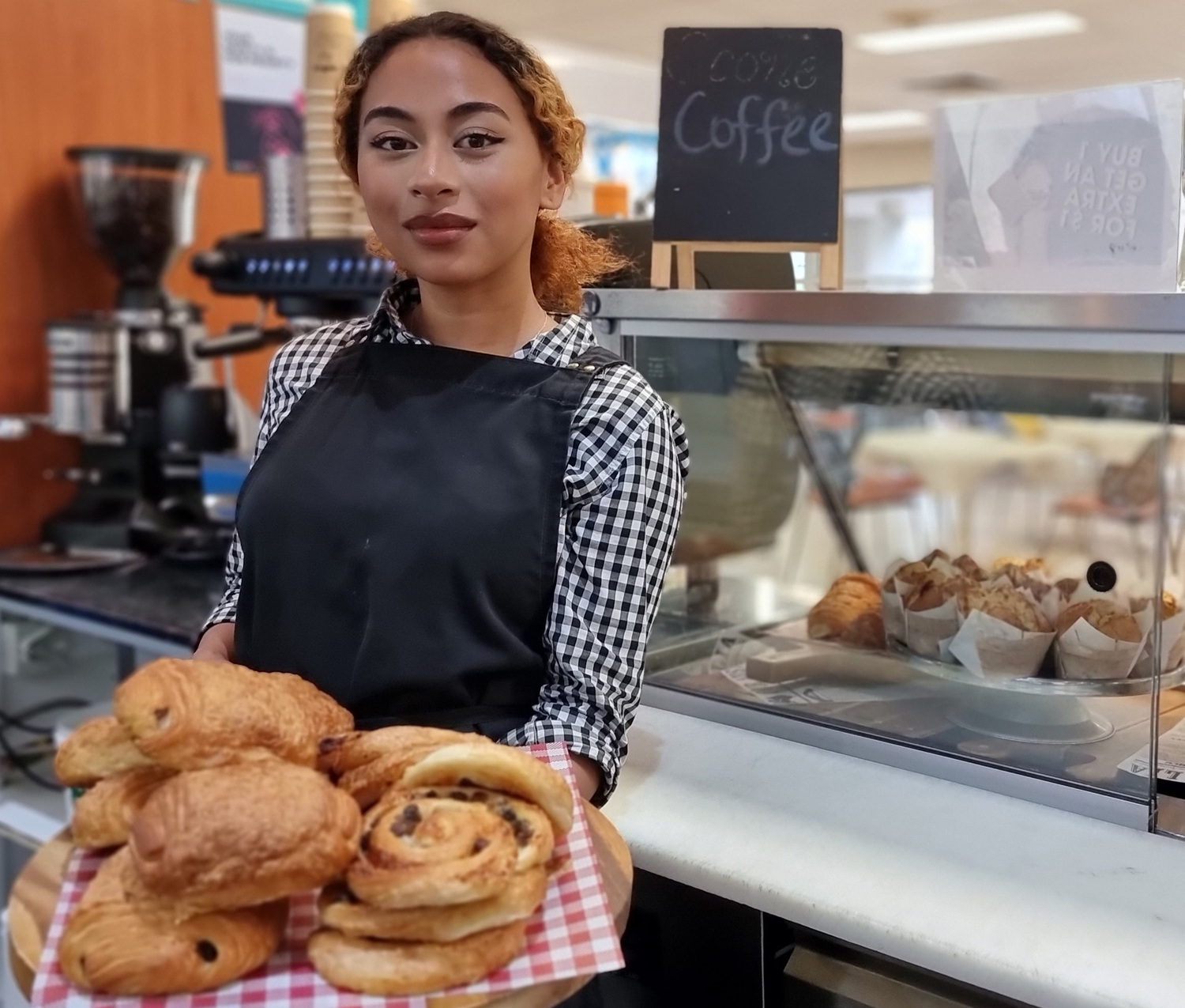 Person, Restaurant, Teddy Bear, Bread, Food, Bakery, Shop, Cafeteria, Shelf, Deli