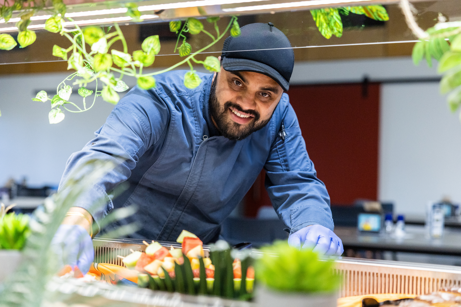 Clothing, Glove, Adult, Male, Man, Person, Food, Food Presentation, Hat, Chef