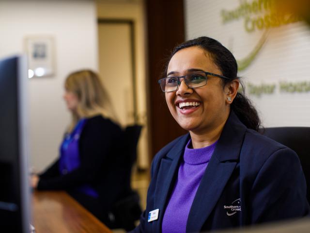 Blazer, Coat, Jacket, Head, Person, Face, Purple, Portrait, Glasses, Smile