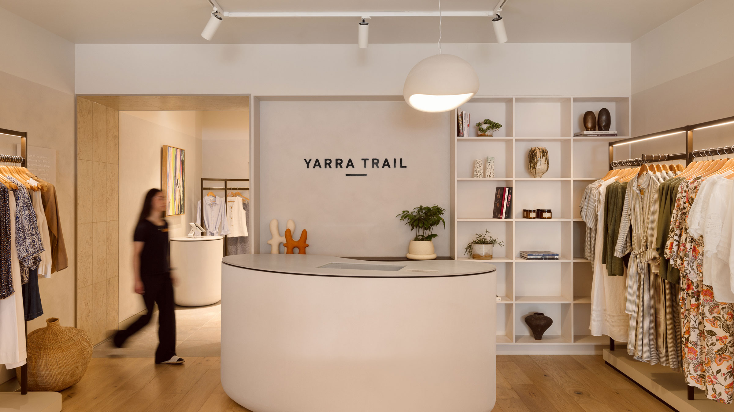 Boutique, Furniture, Plant, Adult, Female, Person, Woman, Indoors, Walk-In Closet, Interior Design