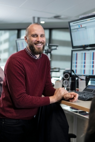 Furniture, Table, Desk, Adult, Male, Man, Person, Computer, Computer Hardware, Computer Keyboard