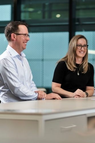 Conversation, Person, Adult, Female, Woman, Interview, Male, Man, Glasses, Necklace